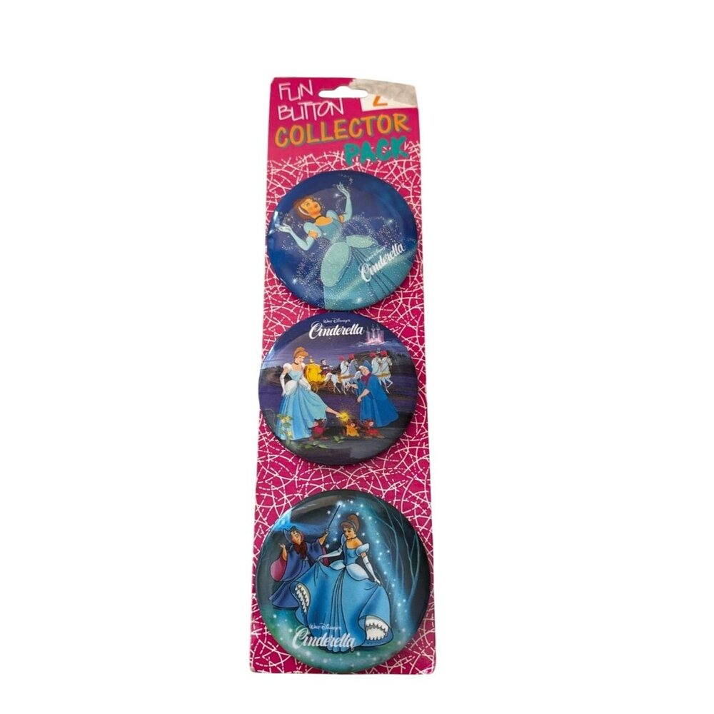 Cinderella Fun Button Collector Pack Set Of 3 Disney 1992